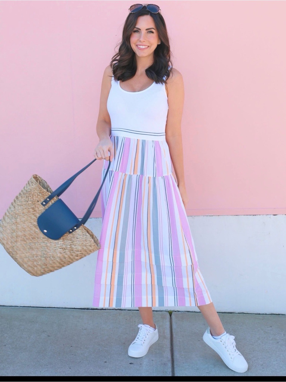 LOFT white ribbed tank dress